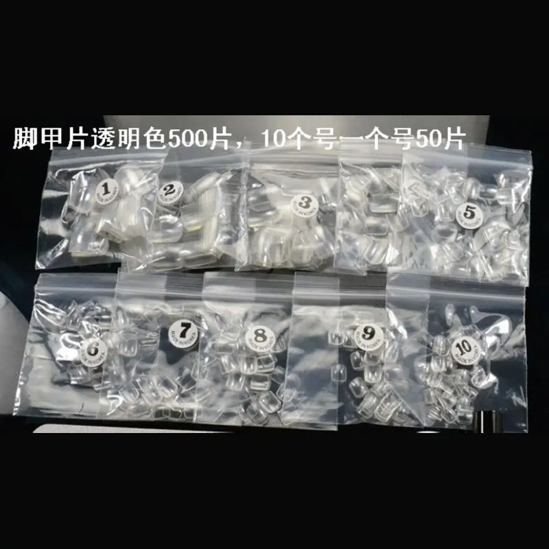 500pcs Natural/White/Clear Acrylic Toe False Nails Tips Round Nail Art Full Cover Foot Fake Nails Decoration Manicure Tools