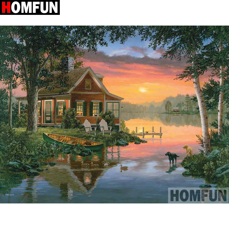 HOMFUN Full Square/Round Drill 5D DIY Diamond Painting 