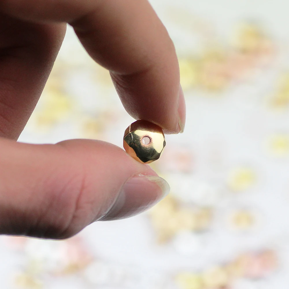 BTFBES Faceted Flat Round Hematite beads 3/4/6/8/10mm Gold Color Silver plated Loose Spacer Spacer Jewelry bracelets Making DIY