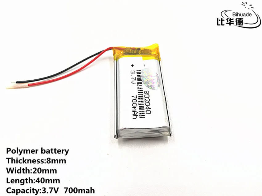 5pcs/lot Good Qulity 3.7V,700mAH,802040 Polymer lithium ion / Li-ion battery for TOY,POWER BANK,GPS,mp3,mp4