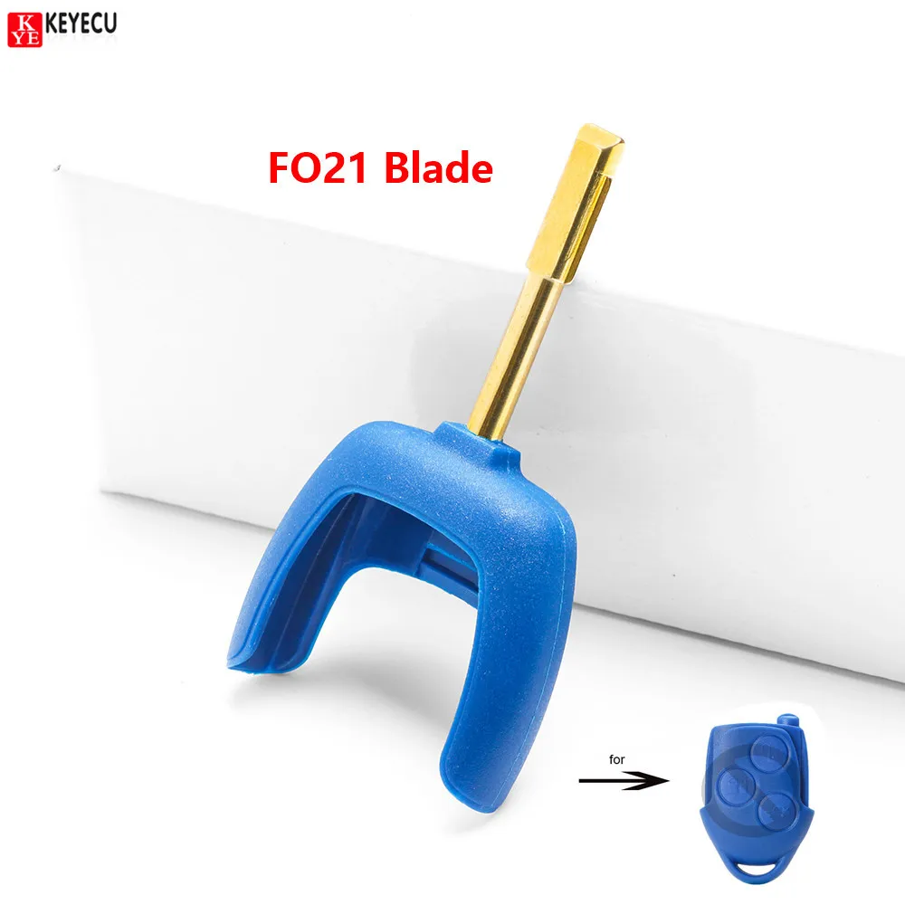 Keyecu Blue Uncut Blue Blade Head für Ford Transit Fiesta Focus Ka Puma F021 Funkschlüsselanhänger