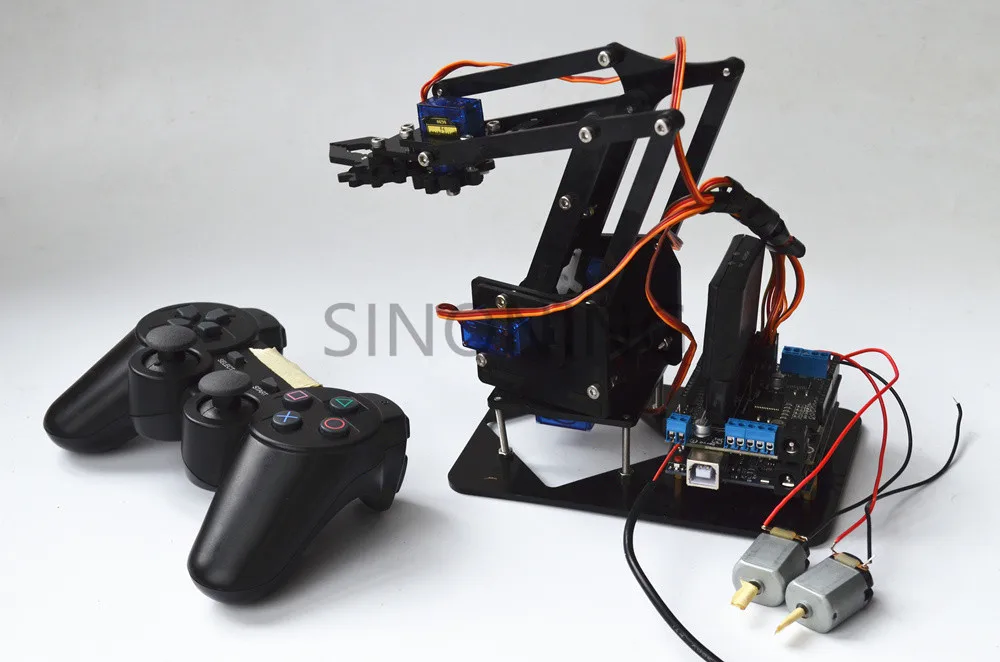 

2.4G Remote Control Robot Arm Acrylic 4dof arduino PS2 SNAR10