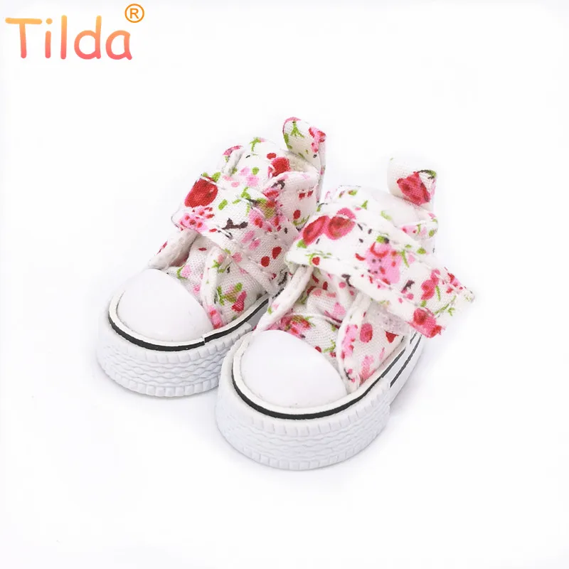 Tilda 3.6 cm Blyth Doll Shoes,Floral Canvas Blyth Shoes for Blythe OB24 BJD 1/8 Shoes for KPOP Accessorries for EXO 15cm Dolls