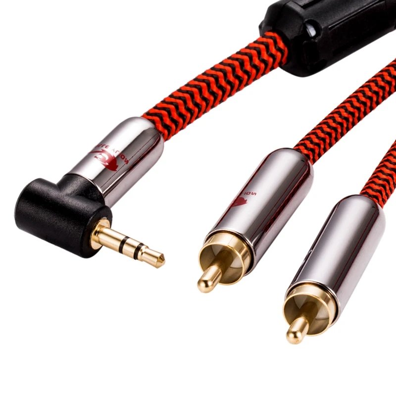 Cavo Audio Hifi 90 gradi Mini Jack da 3.5 a Dual RCA per PC cuffie per auto cavo di schermatura Mobile Sound box 1M 3M 5M 8M 10M 12M