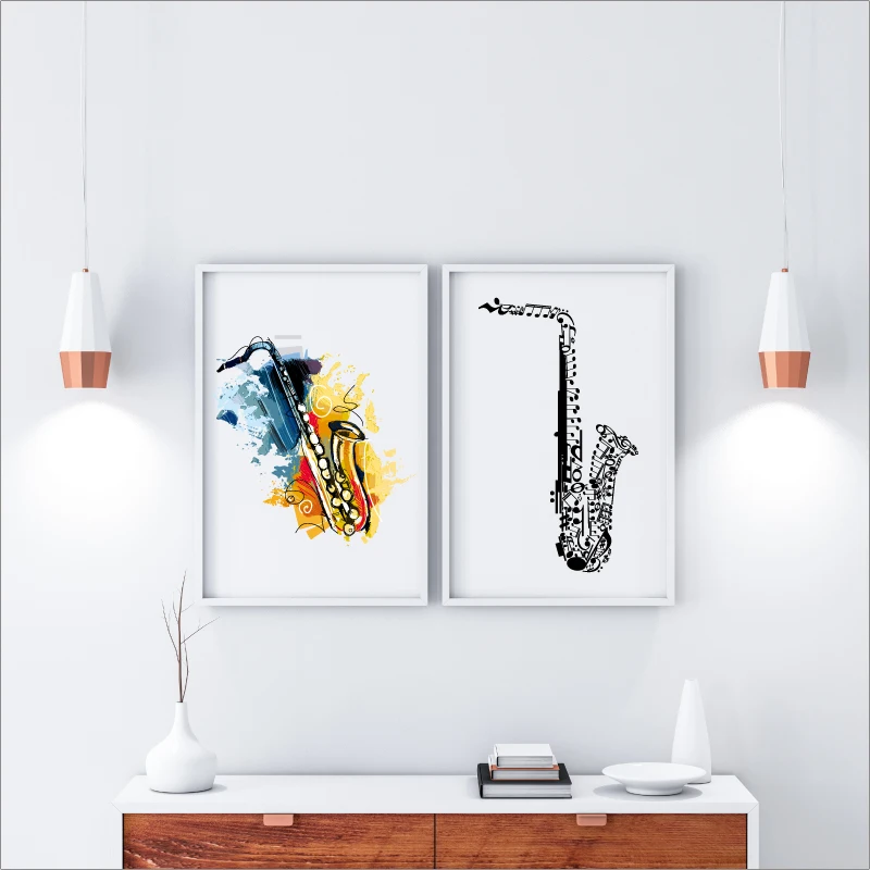 Musical Instrument Saxophone Canvas Art Print Poster Wall Picture , Jazz Music Canvas Poster Home Musical Decoration