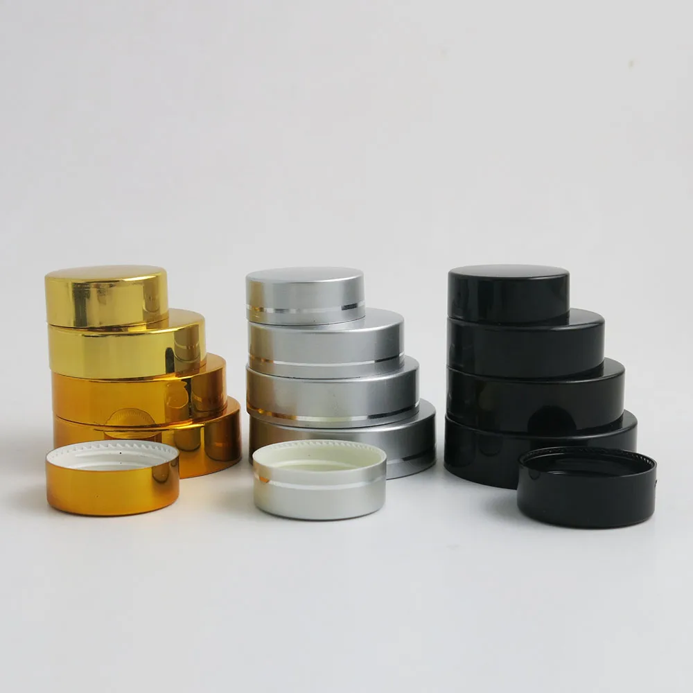 12 x 5g 10g 20g 30g 50g Empty Amber Glass Cream  Brown Glass Cosmetic Container with white Seal Black Silver Gold  Lids