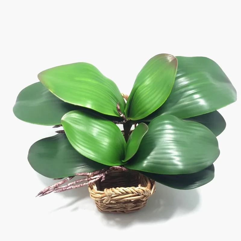 Artificial flower Orchid leaves high quality PU gluing texture leaves real touch DIY potted flower arrangements