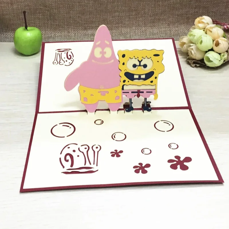 1pc Sponge Baby Cartoon Pop Up DIY 3D Greeting Card With Envelope Post Card Handmade Christmas Birthday Souvenirs Festival Gifts