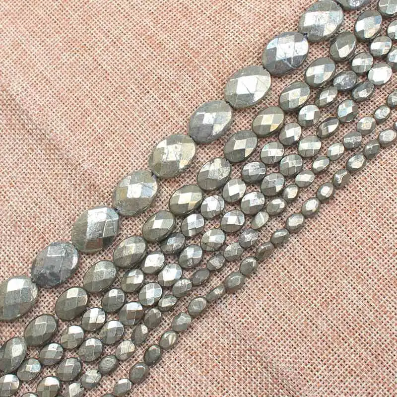 

Natural Pyrite Faceted oval Loose Beads 15inch per strand,For DIY Jewelry Making !We provide mixed wholesale for all items!