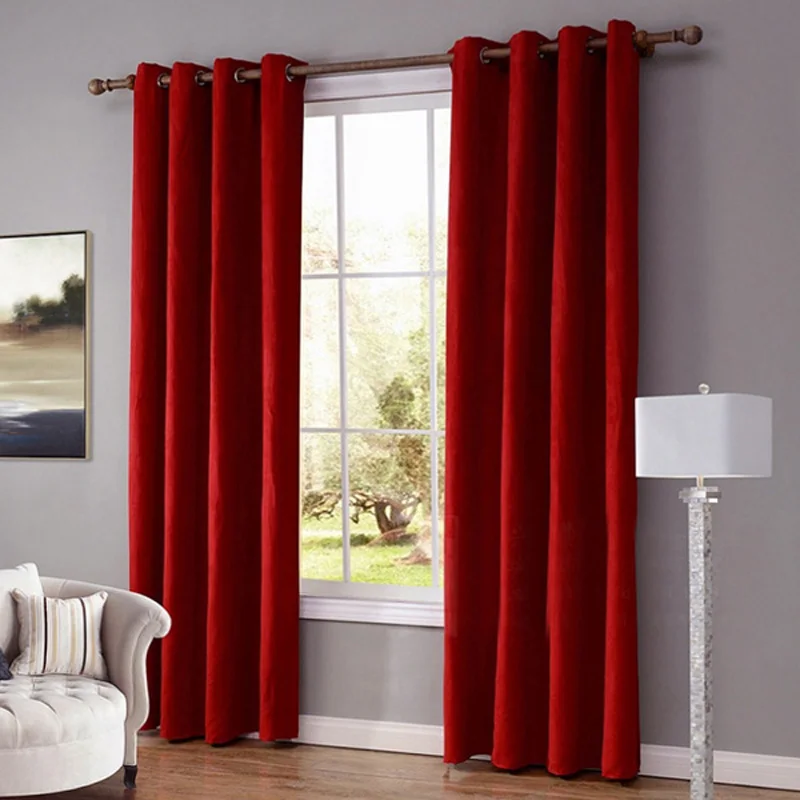 Rod Pocket Living Room Velvet Curtain Eyelet Ring pure color window curtain grommet top Velvet Curtains blackout Curtains drapes