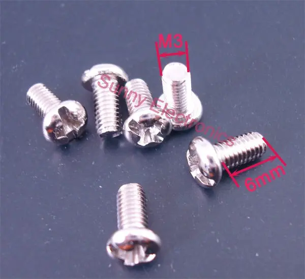 100 pcs M3 Screw M3x6 Diameter 3mm Length 6mm Stainless Steel DIY Brand New