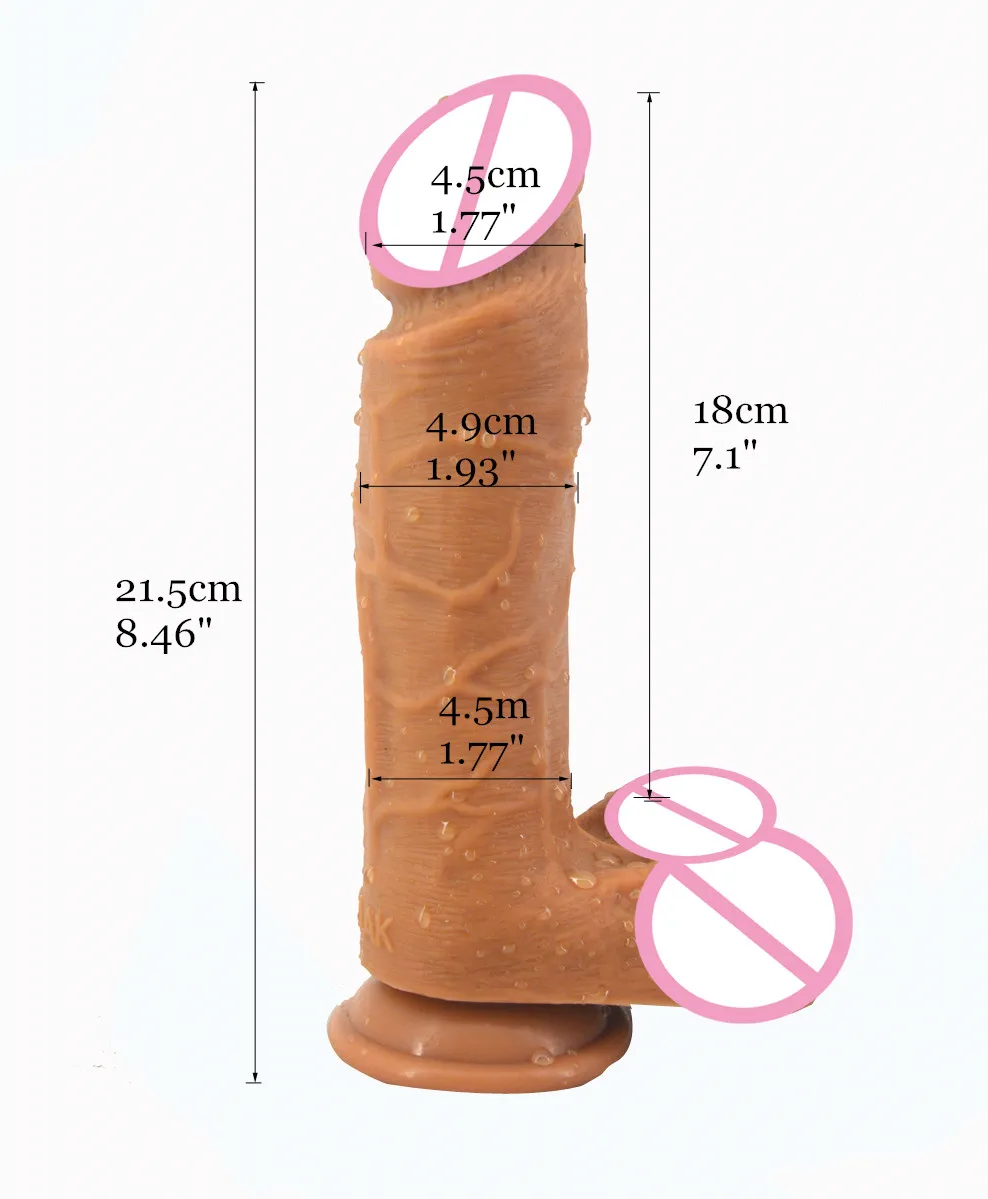 FAAK Double Layer Silicone Realistic Dildo With Suction Skin Touch 8 Inch Lifelike Penis Sex Toys For Women Female Masturbator