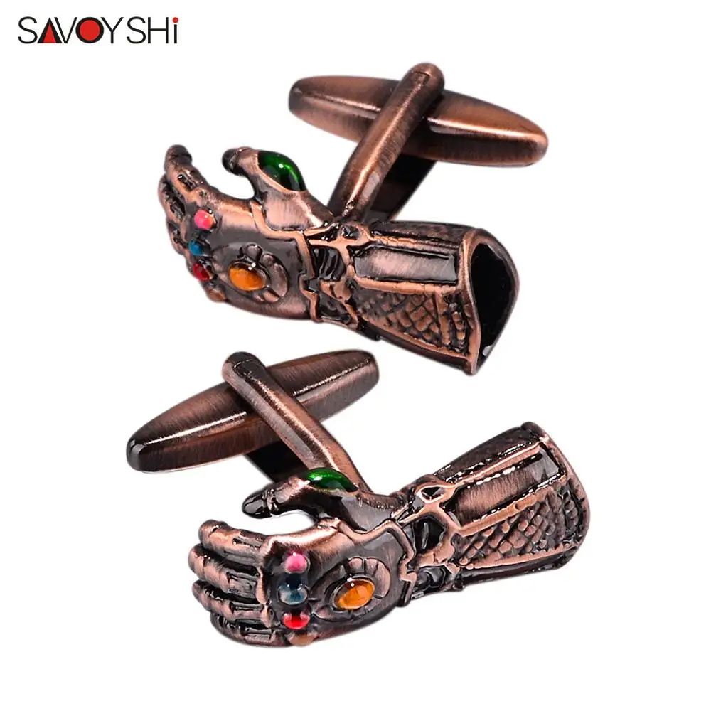 

SAVOYSHI Novelty Gloves Shaped Mens Cufflinks for Fench Shirt Cuff Buttons High Quality Red Copper Cuff Links Gift Brand Jewelry