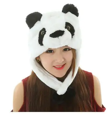 Cute Funny Plush Faux Fur Animal Stuffed Beanie Hood Hat Winter Adult Womens Mens Children Kids Boys Girls Warm Cosplay Costume