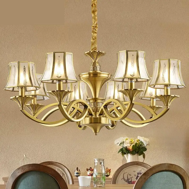 

Retro Villa copper chandelier Antique led chandelier lamps Italy vintage chandeliers penthouse Hotel living room hanging lights