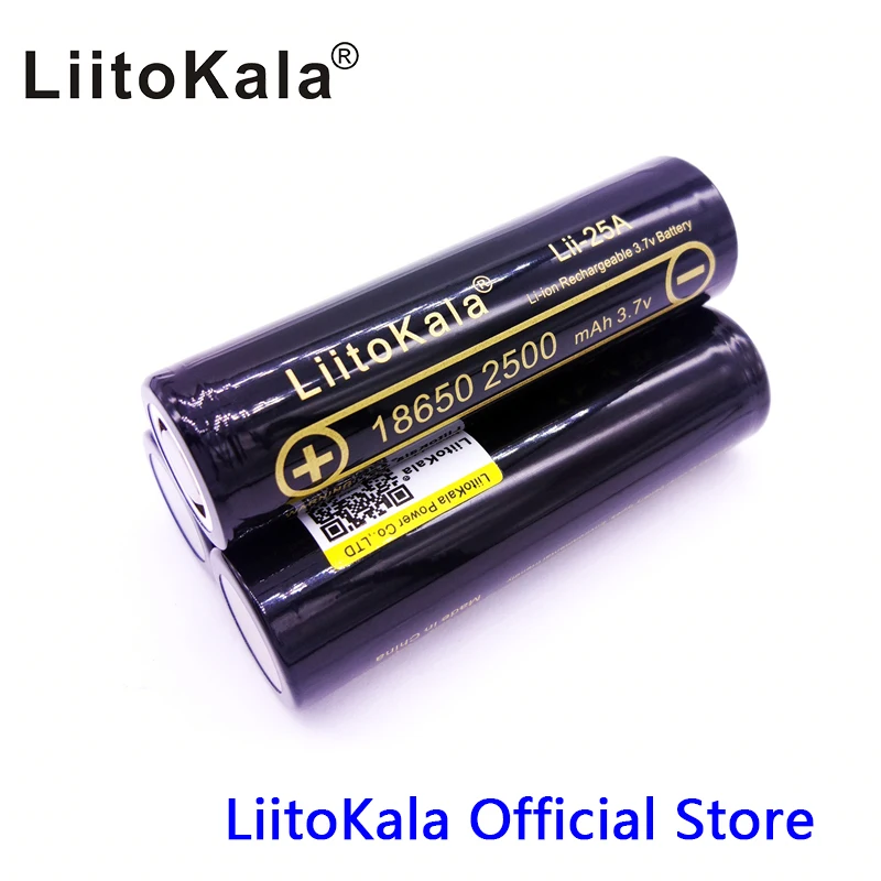 HK LiitoKala Lii-25A 3.6 فولت 18650 2500 مللي أمبير INR18650-25R بطارية ليثيوم أيون ماكس 10A تفريغ السجائر الإلكترونية