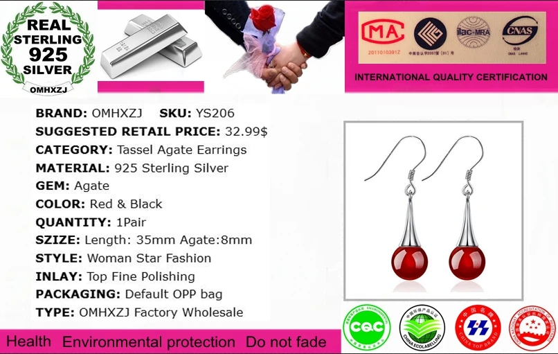 OMH Wholesale Jewelry character Simple Fashion joker for Woman Gift  925 Sterling Silver long style drop Earrings YS206