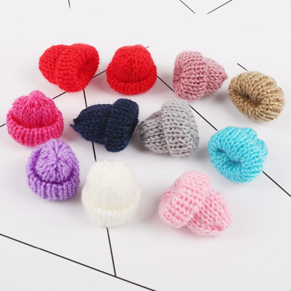 10 pz/lotto 3*3.5 centimetri di Lana di Lana Berretto di Natale Albero Di Natale Decorazione Tappo di Abbigliamento FAI DA TE Corda Testa Materiale