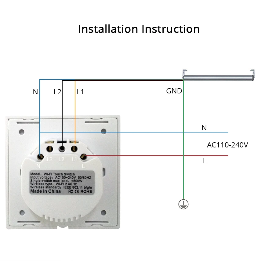 EU Curtain Switch WiFi Smart Switches Alexa Google Home Voice Tuya Smart Life APP Control With Blue Backlit Optional