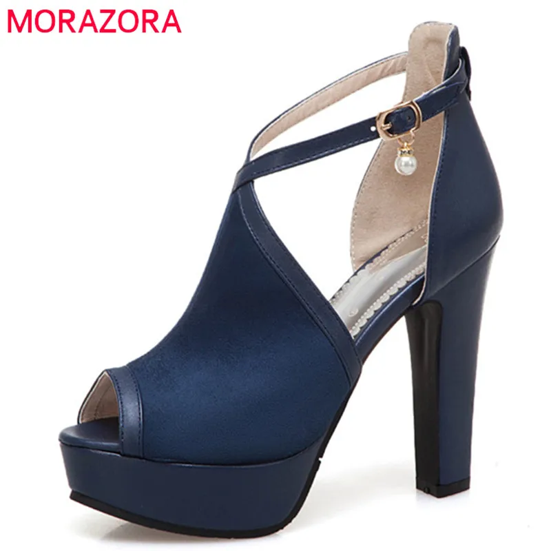 

MORAZORA 2024 new arrival women sandals peep toe summer high heels platform shoes buckle fashion elegant party prom shoes woman