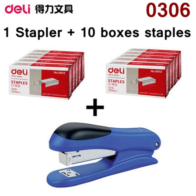 [ReadStar]Deli 0305 Mini economy stapler 20 papers capacity match 24/6-26/6 staple inlude 1xstapler+10 boxes staples