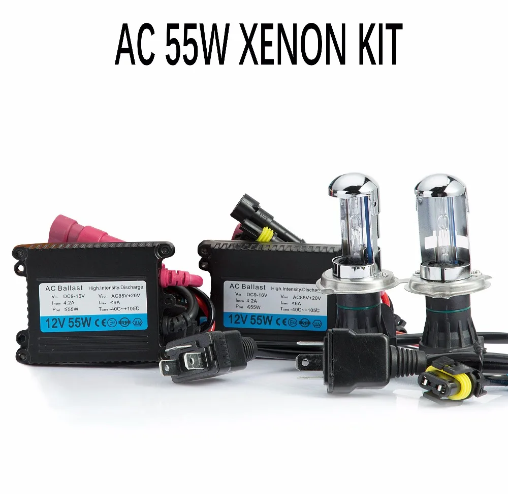 

Один комплект HID Xenon h4 bixenon hid kit AC 12 В 55 Вт H4 Bi ксеноновая лампа H4 Лампа ближнего/дальнего света 3000K 4300k 5000k 6000k 8000k Автомобильная фара