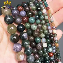 Natural Round Indian Agates Stone Beads Smooth Loose Spacer Beads For Jewelry Making DIY Bracelet Necklace 15'' 4/6/8/10/12mm