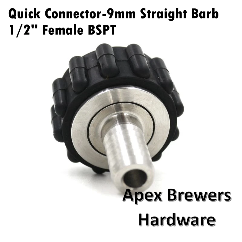 Quick Connector, 9mm Straight Barb, 1/2