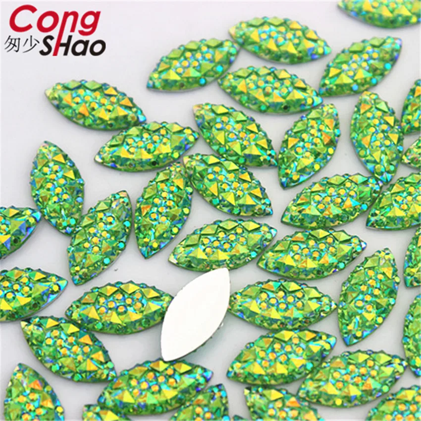 100pcs 7*15mm AB Crystal Resin Flatback Rhinestone Horse Eye Crystal Stones Non Hotfix Scrapbook Strass for wedding Crafts WC192