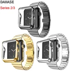 DAHASE Butterfly Buckle Stainless Steel Link Bracelet Strap for Apple Watch Series 3/2 Band Gold Plating Cover Case 42mm 38mm