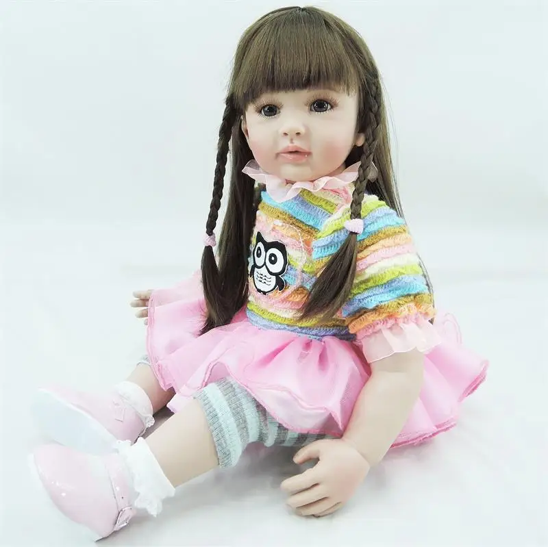 58cm Handmade Fake Baby Doll Soft Silicone 24inch Reborn Dolls Toddler Princess realistic bonecas adorable girl toy for kids