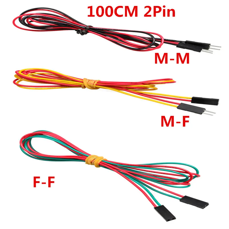 

DIY Electronic Parts 20pcs/lot 2pin 100cm Male-Male M-F F-F Jumper Wires 2.54mm AWG26 DuPont Cable Line