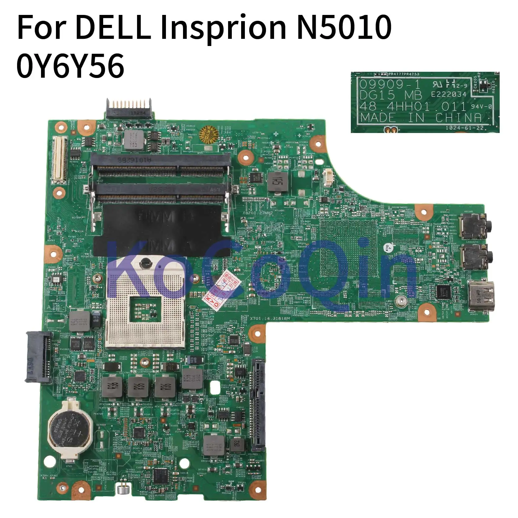 KoCoQin Laptop Motherboard For DELL Insprion 15R N5010 CN-0Y6Y56 0Y6Y56 09909-1 48.4HH01.011 HM57 Mainboard