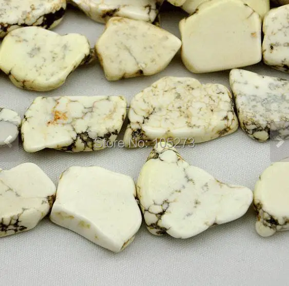 Stunning Gem Jewelry 12PCS White Turquoise Beads Slab Gem Loose Beads 15-40mm Wholesale Turquoise Jewelry