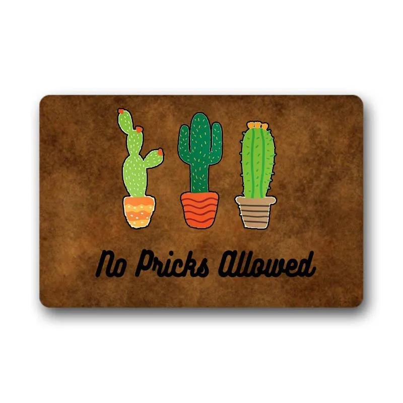 

Door Mat Funny Entrance Floor Mat No Pricks Allowed Unique Design Decorative Indoor Outdoor Door Mat Non-Woven Fabric Top 23.6"x