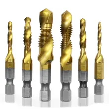 Titanium Plated HSS Tap and Drill Bits 6pcs #6