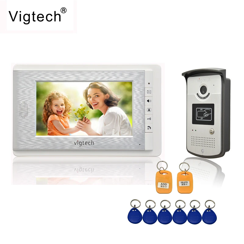 

Vigtech Home 7" LCD monitor Speakerphone intercom Color Video Door Phone doorbell access Control System doorphone free shipping