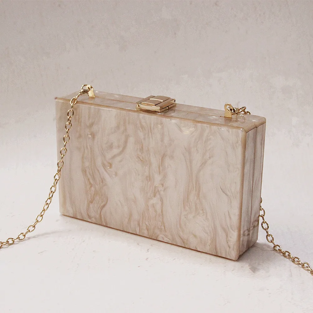 Woman New Wallet Brand Fashion Solid Acrylic Beige Party Vintage Evening Bags Champagne Clutches Wedding Women Casual Handbags