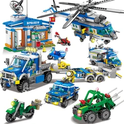 Newest SWAT City Police Station Blocks Motorbike Helicopter Model Building Blocks City Bricks Block Building Toys For Children