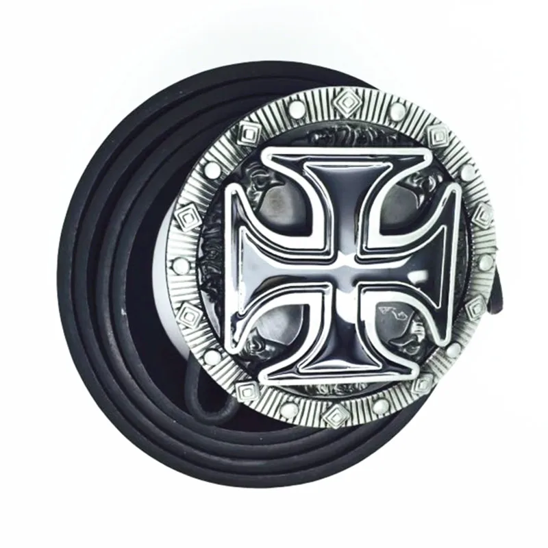 Cowboy cross PU belt zinc alloy belt buckle