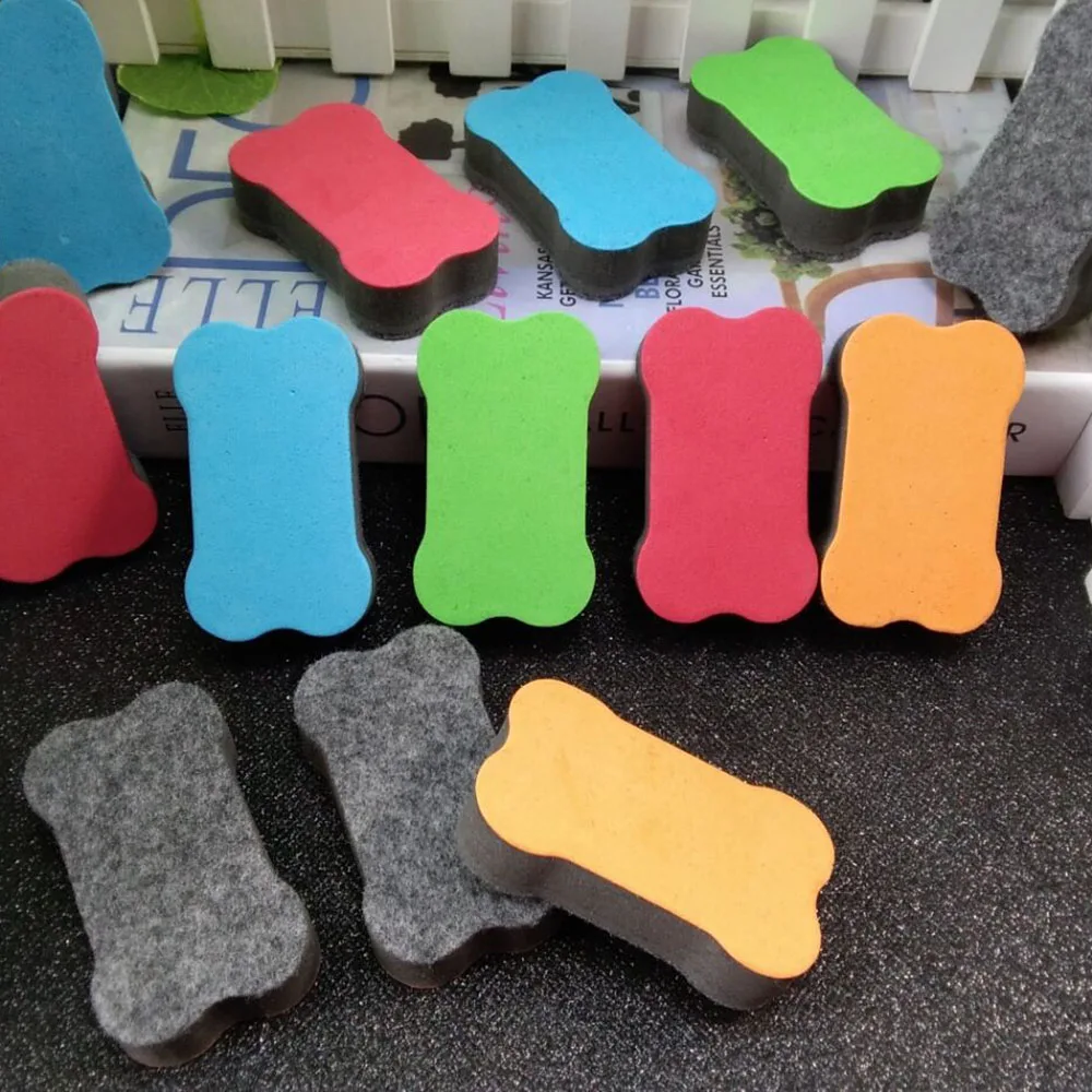 4pcs Bone Shape Magnetic Whiteboard Eraser Multi Color