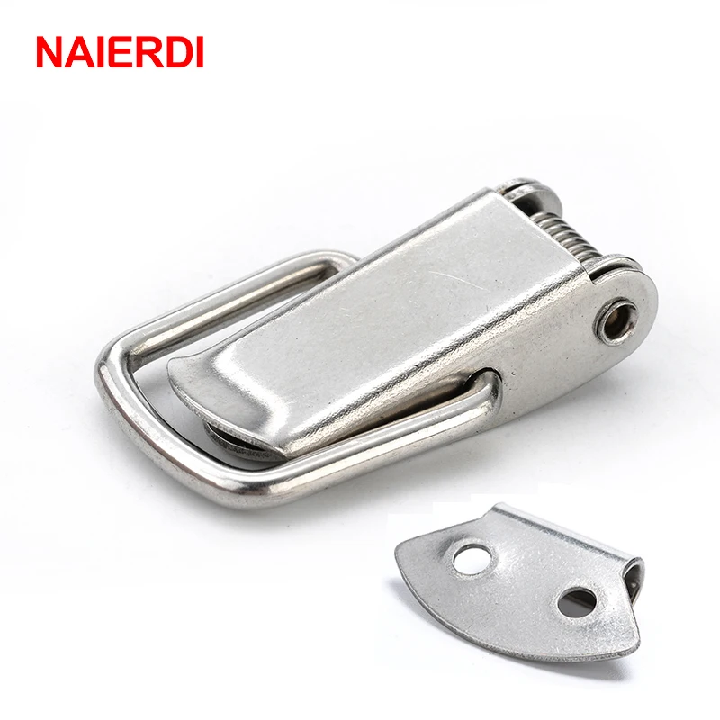 5PCS NAIERDI J107 Hardware Cabinet Boxes Spring Loaded Latch Catch Toggle Hasp 46*21 Mild Steel Hasp For Sliding Door Window