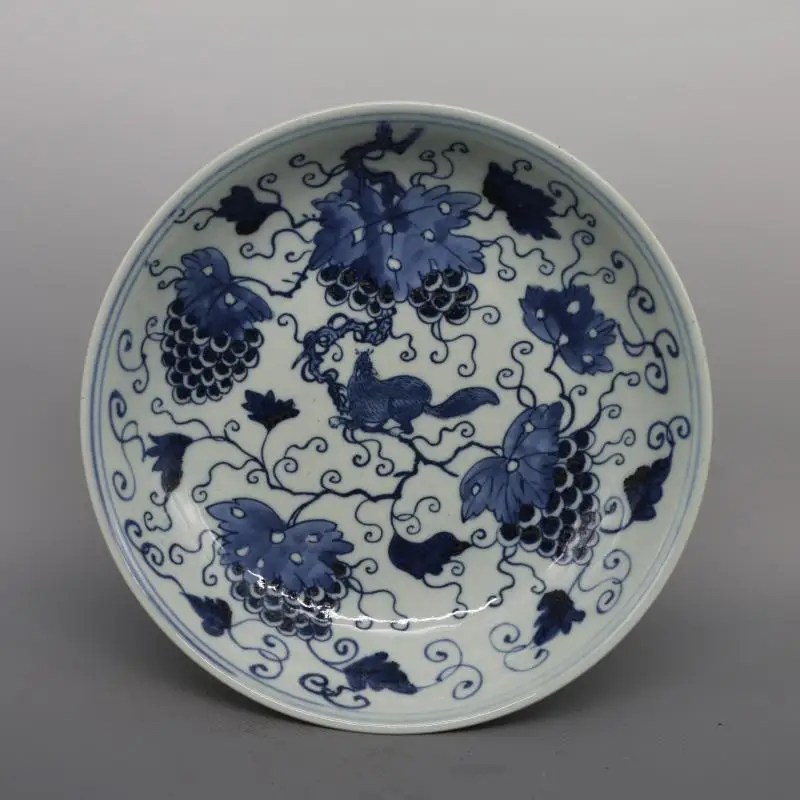 

#8 Antique MingDynasty porcelain plate,Blue and white grapes plate,Decoration,collection&Adornment,Free shipping