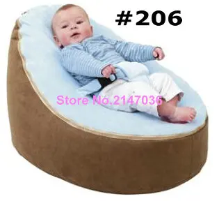 Suede Brown with blue cover Baby infant Bean Bag Snuggle Bed Portable Seat No Filling