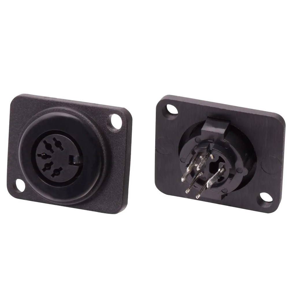 High quality 2pcs/lot DIN 5PIN Socket Chassis Panel Mount with straight through for D-Type panel