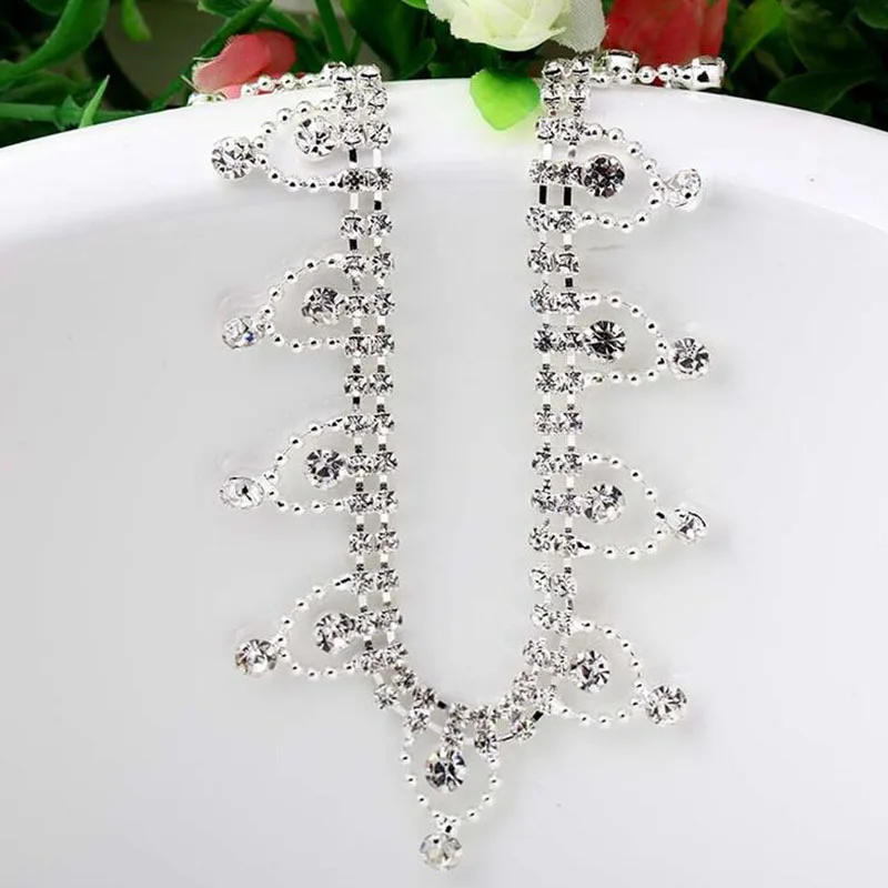 1Yard Diamante Trim Crystal Rhinestone Bridal Applique Cake Ribbon Diamond Trimmings Tassel Sewing Accessories