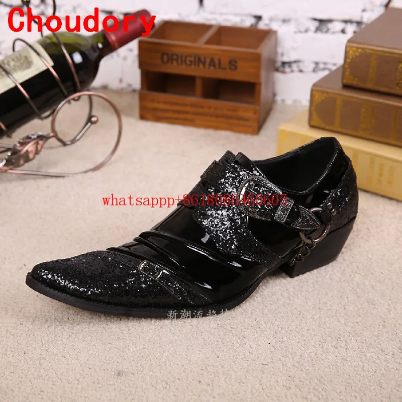 

Choudory Mens italian leather shoes black oxford shoes for men glitter shoes wedding dress formal shoes men