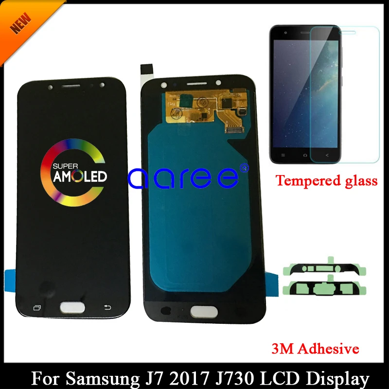 Tested AMOLED For Samsung J7 Pro 2017 J730 LCD Display For Samsung J7 2017 J730F LCD Screen Touch Digitizer Assembly + Adhesive