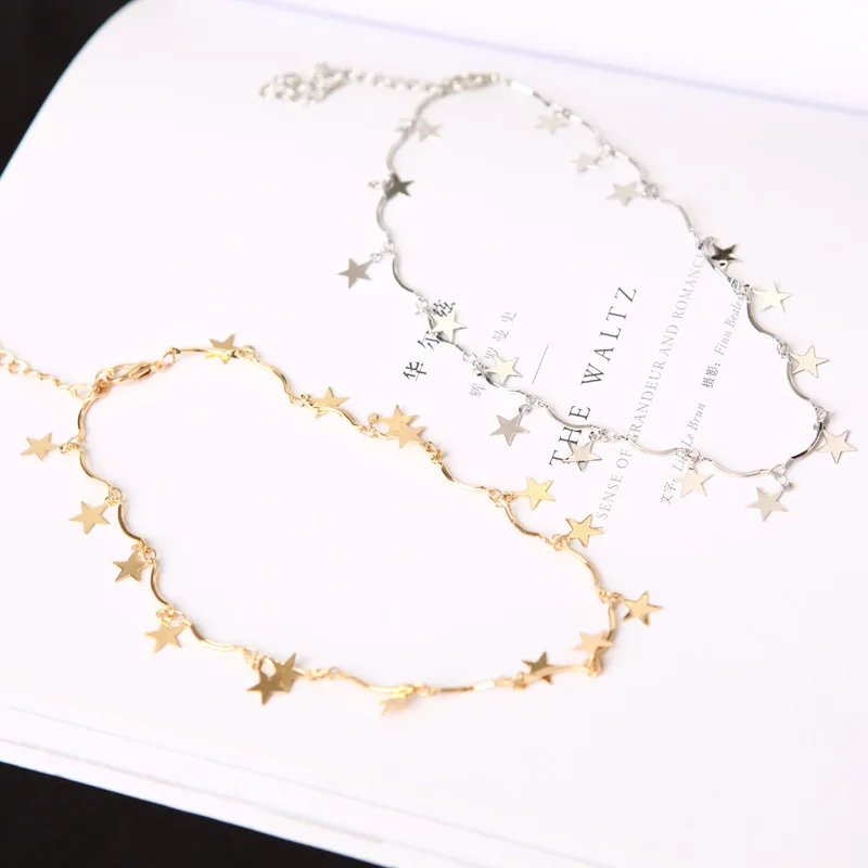 Punk Fashion 2018 New Necklace Simple Five-pointed Star Clavicle Chain Wave Short Paragraph Collar Wholesale Necklace Sales