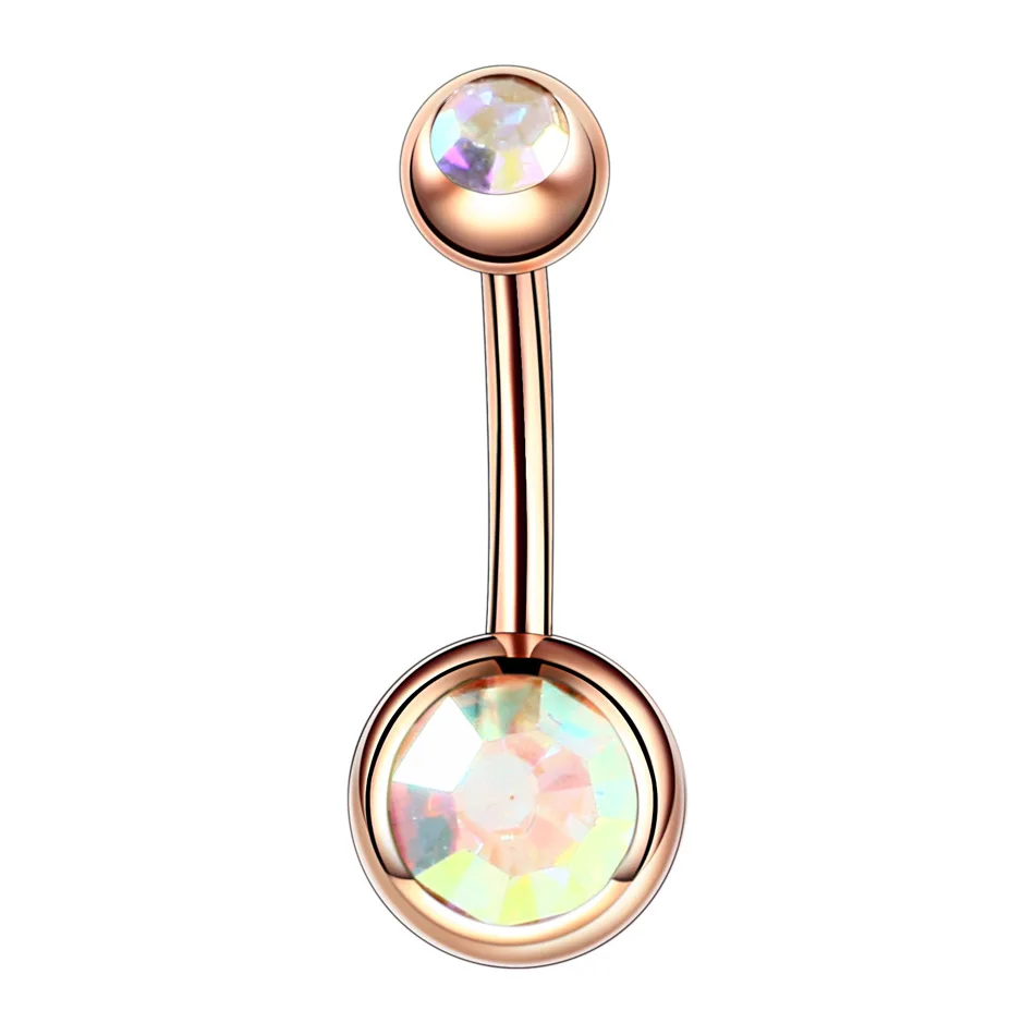 1Piece Body Jewelry Piercing Ombligo Nombril Stainless Steel Navel Piercing Ring Rose Gold Crystal Belly Button Rings